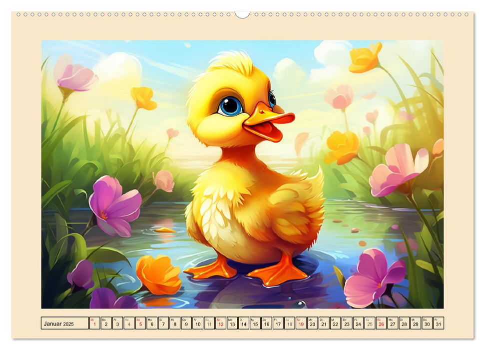 Lustige Enten. Niedlich und farbenfroh (CALVENDO Premium Wandkalender 2025)