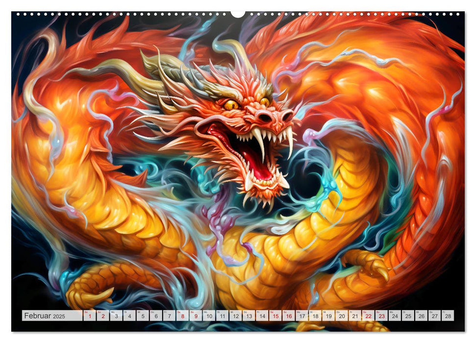 Jahr des Drachen - Im Stil des chinesischen Tierkreiszeichens (CALVENDO Wandkalender 2025)