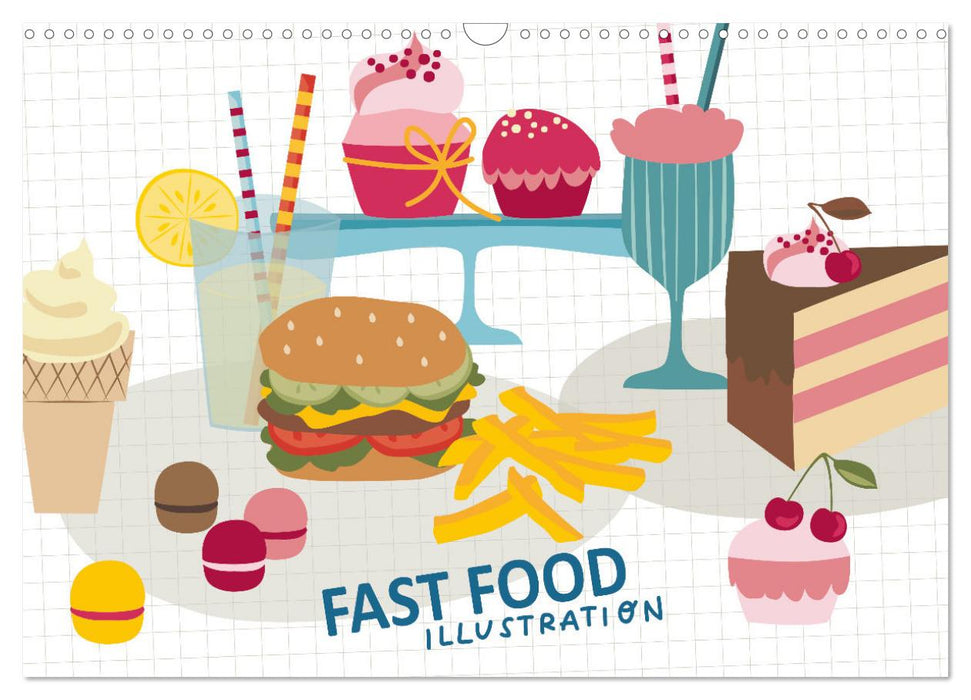 Fast Food Illustration (CALVENDO Wandkalender 2025)