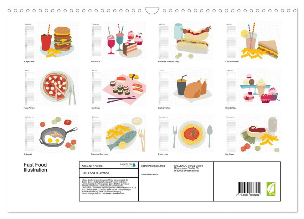 Fast Food Illustration (CALVENDO Wandkalender 2025)