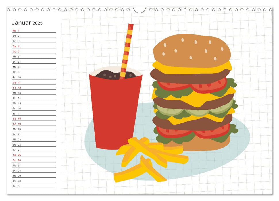 Fast Food Illustration (CALVENDO Wandkalender 2025)