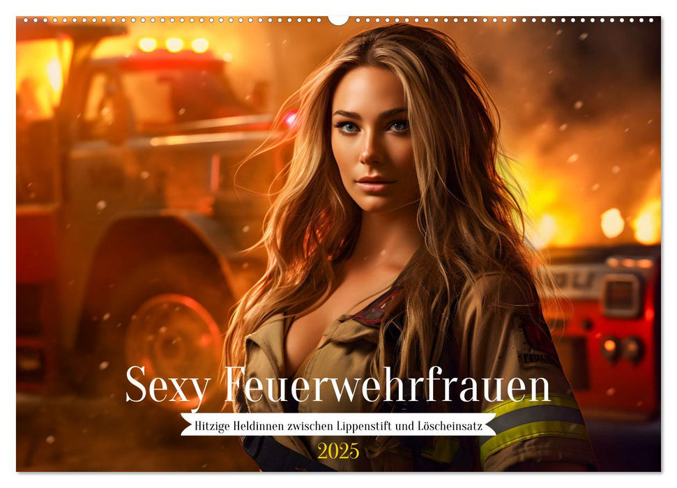 Sexy Feuerwehrfrauen: Hitzige Heldinnen zwischen Lippenstift und Löscheinsatz (CALVENDO Wandkalender 2025)