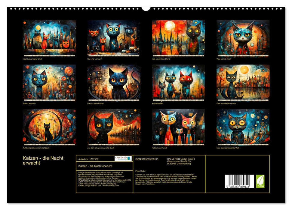 Katzen - die Nacht erwacht (CALVENDO Premium Wandkalender 2025)