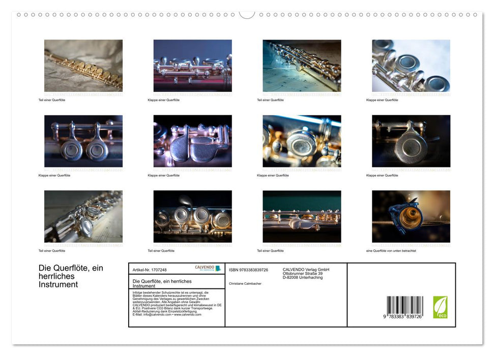 Die Querflöte, ein herrliches Instrument (CALVENDO Premium Wandkalender 2025)