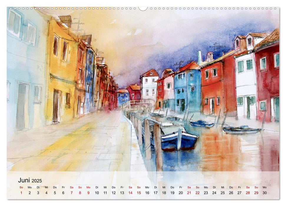 Aquarell auf Reisen - mit Eckard Funck (CALVENDO Premium Wandkalender 2025)