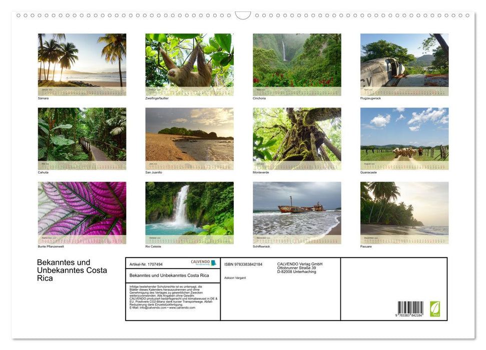 Bekanntes und Unbekanntes Costa Rica (CALVENDO Wandkalender 2025)