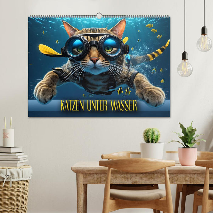 Katzen unter Wasser (CALVENDO Wandkalender 2025)