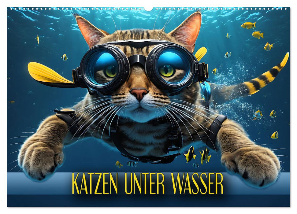 Katzen unter Wasser (CALVENDO Wandkalender 2025)