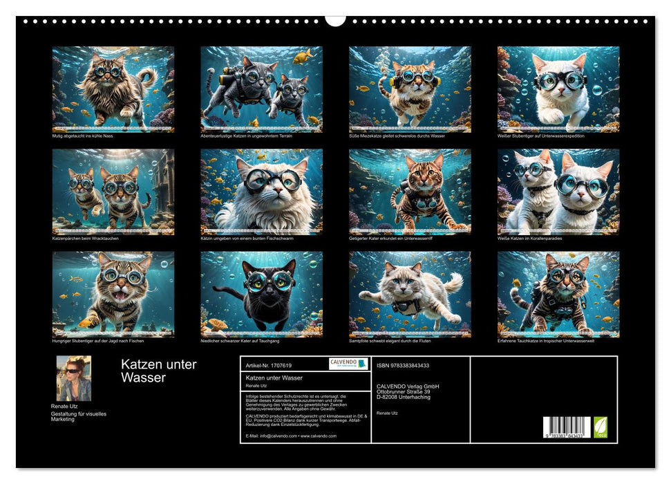 Katzen unter Wasser (CALVENDO Wandkalender 2025)