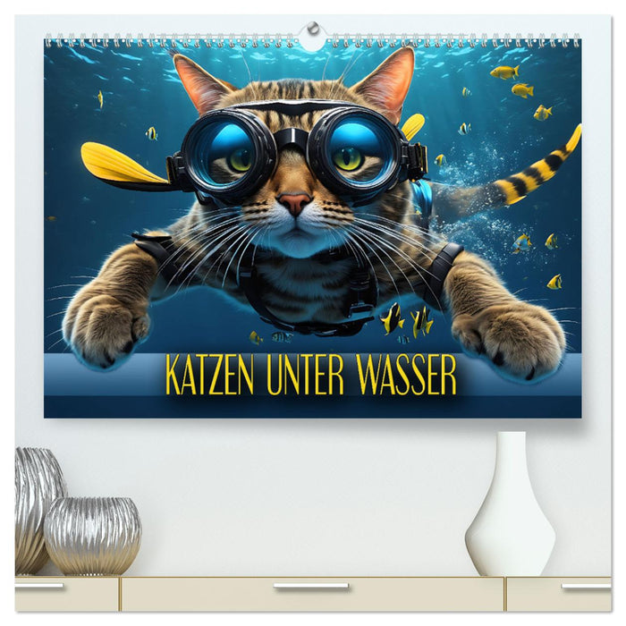 Katzen unter Wasser (CALVENDO Premium Wandkalender 2025)