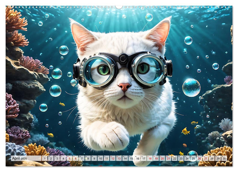 Katzen unter Wasser (CALVENDO Premium Wandkalender 2025)