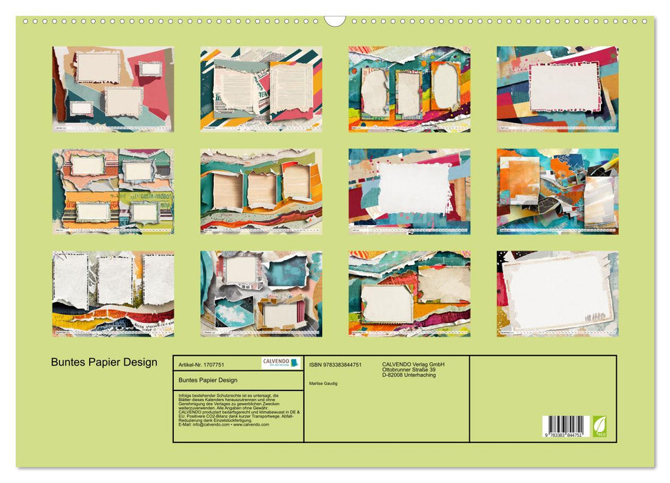 Buntes Papier Design (CALVENDO Wandkalender 2025)