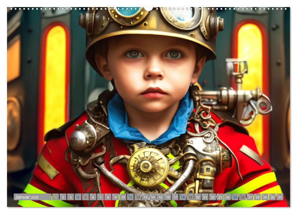 Starke Jungen - Steampunk Welten (CALVENDO Wandkalender 2025)