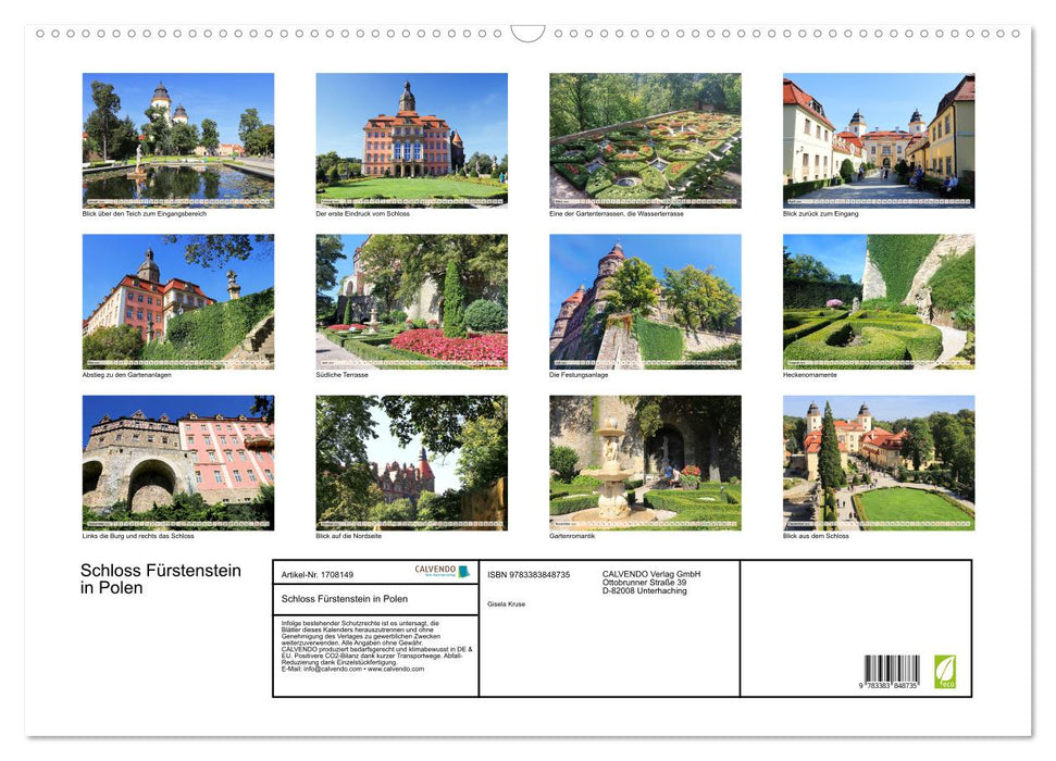 Schloss Fürstenstein in Polen (CALVENDO Wandkalender 2025)