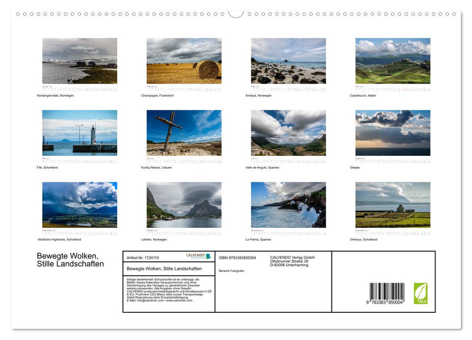 Bewegte Wolken, Stille Landschaften (CALVENDO Premium Wandkalender 2025)