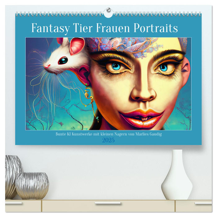 Fantasy Tier Frauen Portraits (CALVENDO Premium Wandkalender 2025)