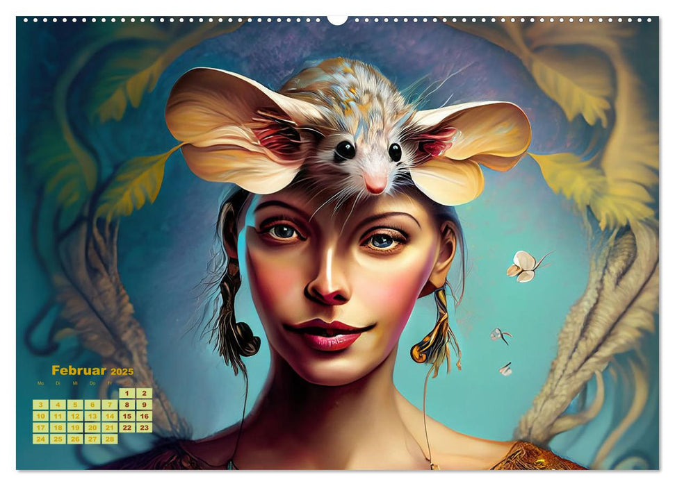 Fantasy Tier Frauen Portraits (CALVENDO Premium Wandkalender 2025)