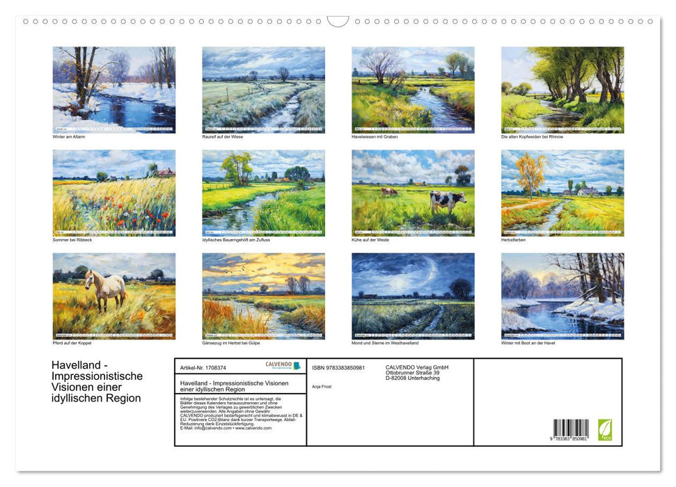 Havelland - Impressionistische Visionen einer idyllischen Region (CALVENDO Wandkalender 2025)