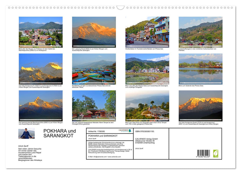 POKHARA und SARANGKOT (CALVENDO Wandkalender 2025)