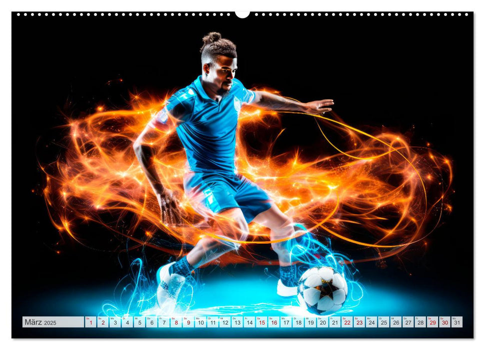 FUßBALLFIEBER Dynamische Szenen (CALVENDO Premium Wandkalender 2025)