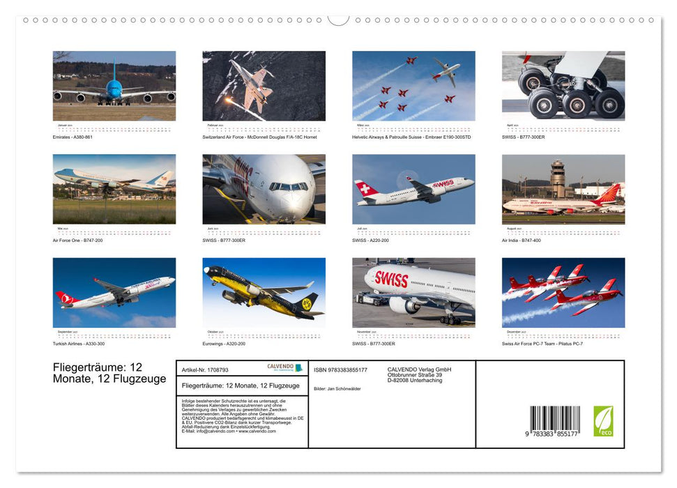 Fliegerträume: 12 Monate, 12 Flugzeuge (CALVENDO Premium Wandkalender 2025)