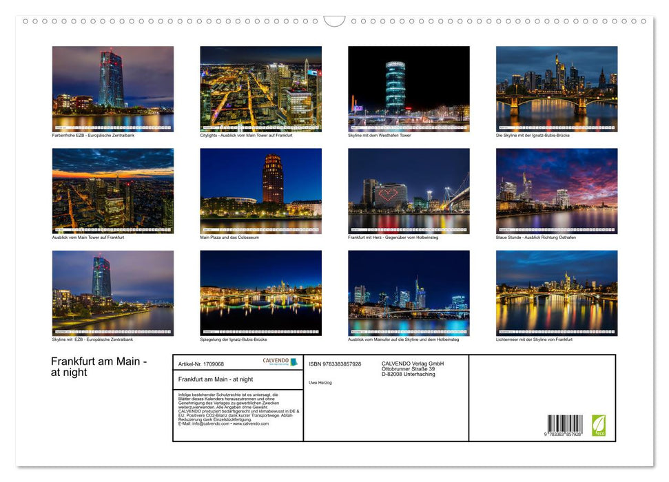 Frankfurt am Main - at night (CALVENDO Wandkalender 2025)