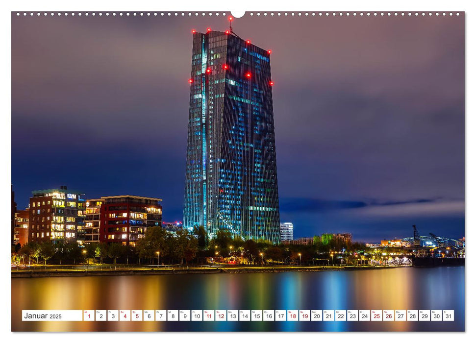 Frankfurt am Main - at night (CALVENDO Wandkalender 2025)