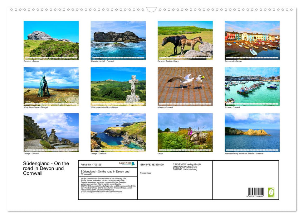 Südengland - On the road in Devon und Cornwall (CALVENDO Wandkalender 2025)