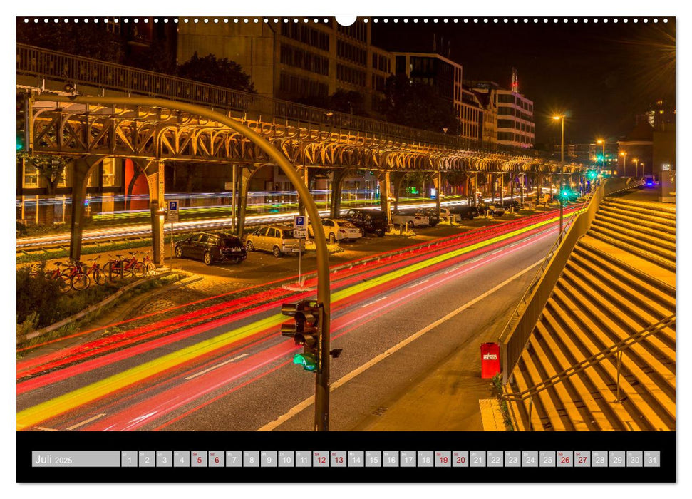 Hamburgs Brücken bei Nacht (CALVENDO Premium Wandkalender 2025)