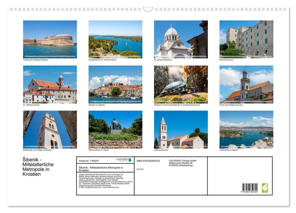 Šibenik - Mittelalterliche Metropole in Kroatien (CALVENDO Wandkalender 2025)