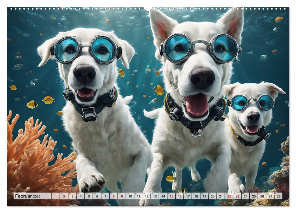 Hunde abgetaucht (CALVENDO Wandkalender 2025)