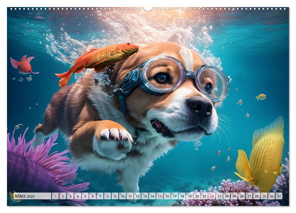 Hunde abgetaucht (CALVENDO Wandkalender 2025)