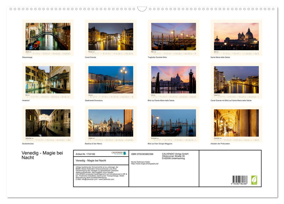 Venedig - Magie bei Nacht (CALVENDO Wandkalender 2025)