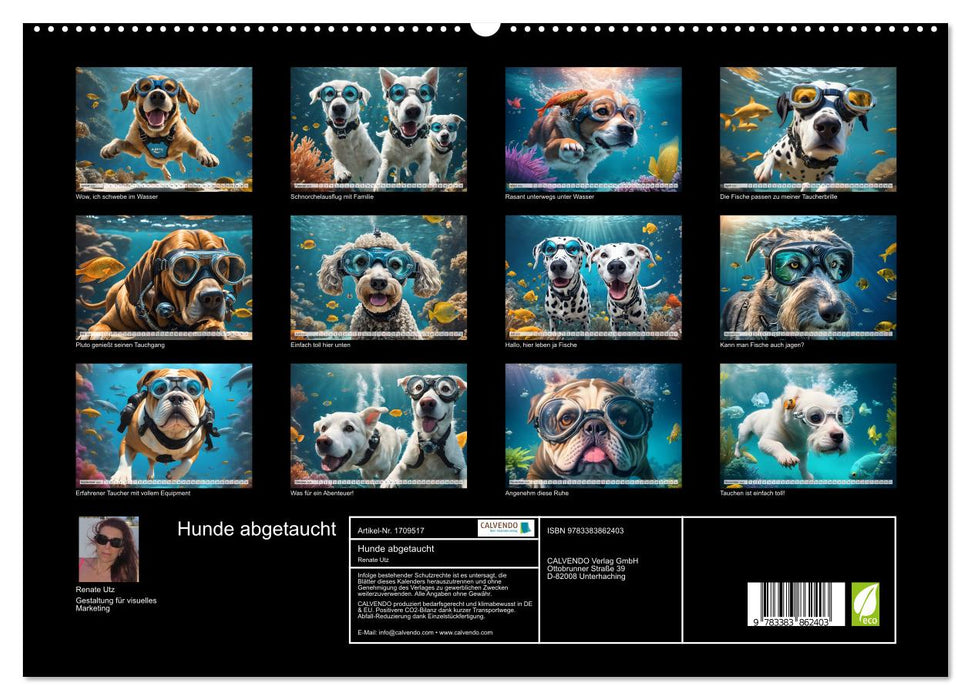 Hunde abgetaucht (CALVENDO Premium Wandkalender 2025)