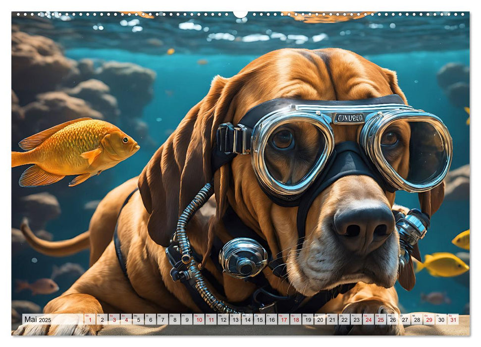 Hunde abgetaucht (CALVENDO Premium Wandkalender 2025)