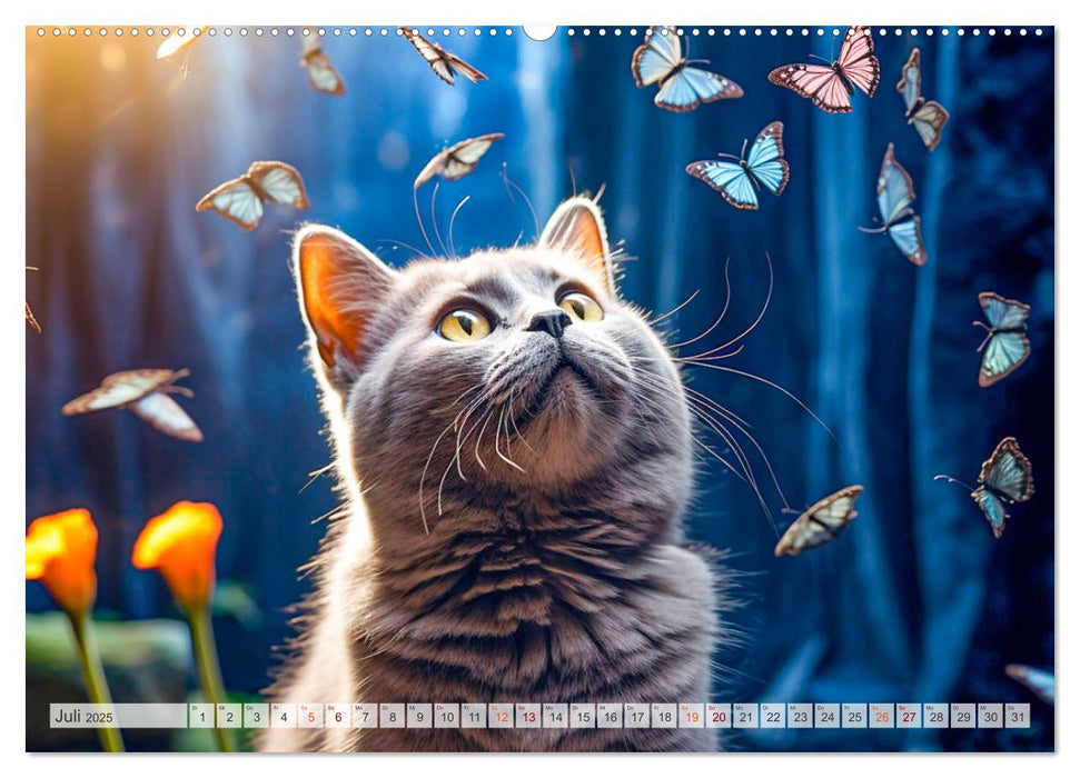 Die Katze und der Schmetterling (CALVENDO Premium Wandkalender 2025)