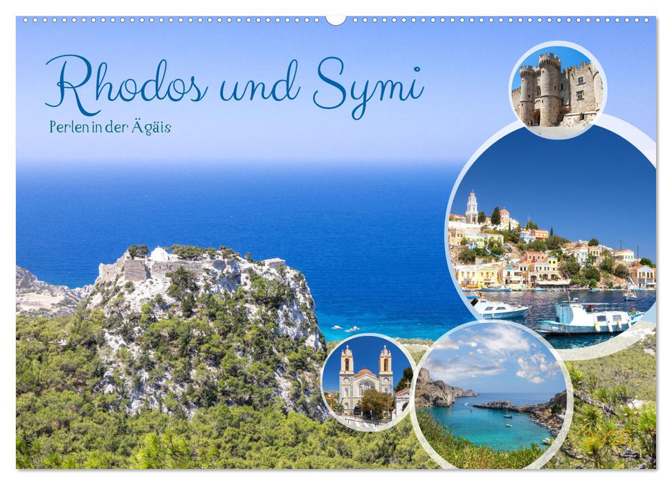 Rhodos und Symi, Perlen in der Ägis (CALVENDO Wandkalender 2025)