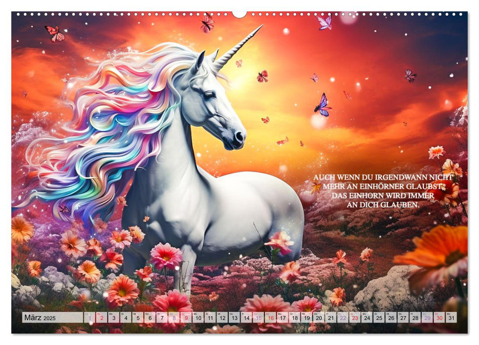 Einhorn und coole Sprüche (CALVENDO Premium Wandkalender 2025)