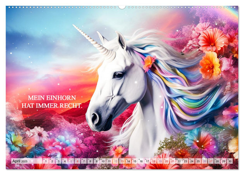 Einhorn und coole Sprüche (CALVENDO Premium Wandkalender 2025)