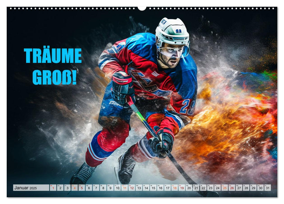 Eishockey und positive Gedanken (CALVENDO Premium Wandkalender 2025)