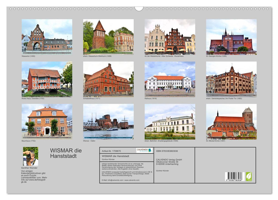 WISMAR die Hanststadt (CALVENDO Wandkalender 2025)