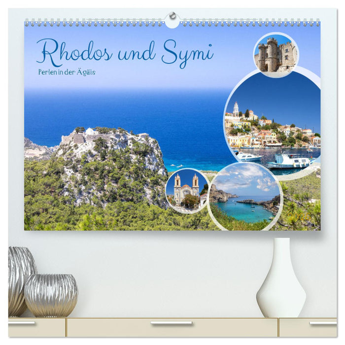 Rhodos und Symi, Perlen in der Ägis (CALVENDO Premium Wandkalender 2025)