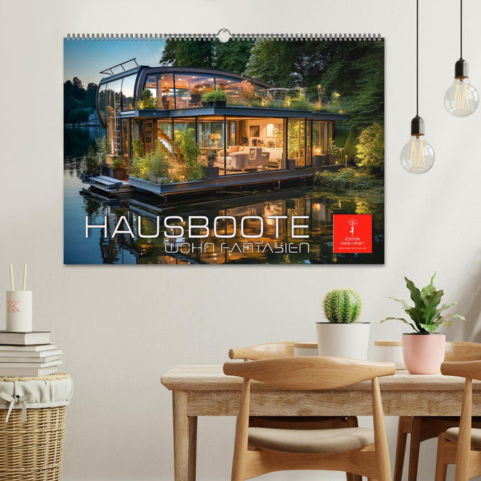 Hausboote Wohn Fantasien (CALVENDO Wandkalender 2025)