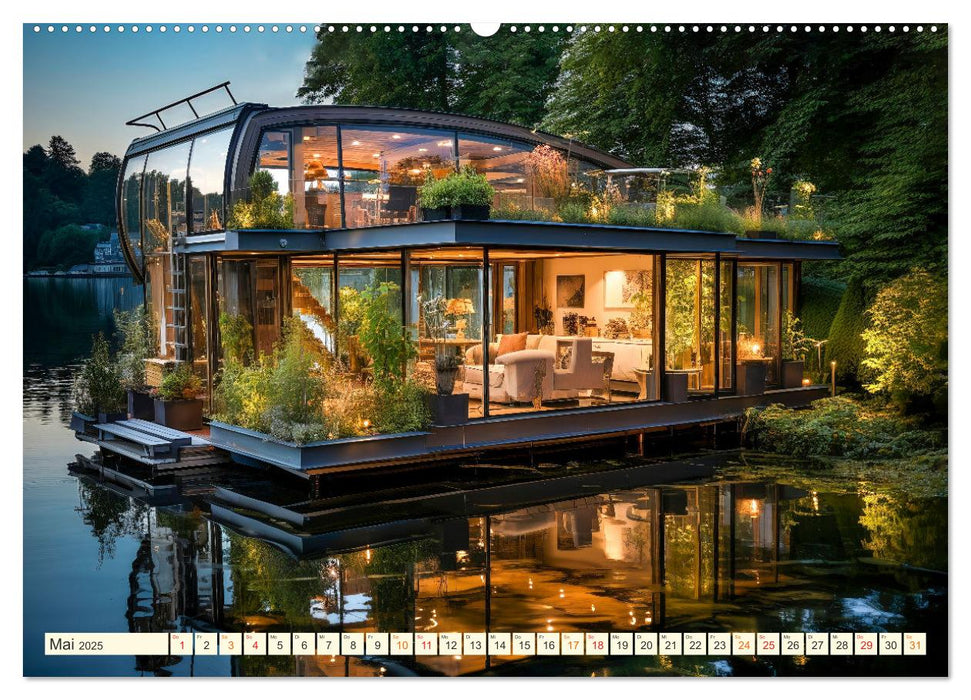 Hausboote Wohn Fantasien (CALVENDO Wandkalender 2025)