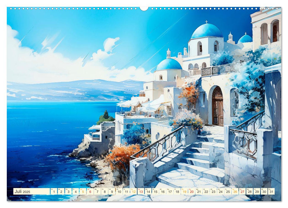 Santorini Inselträume (CALVENDO Premium Wandkalender 2025)