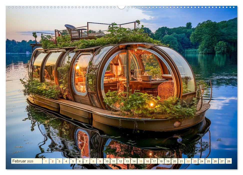 Hausboote Wohn Fantasien (CALVENDO Premium Wandkalender 2025)