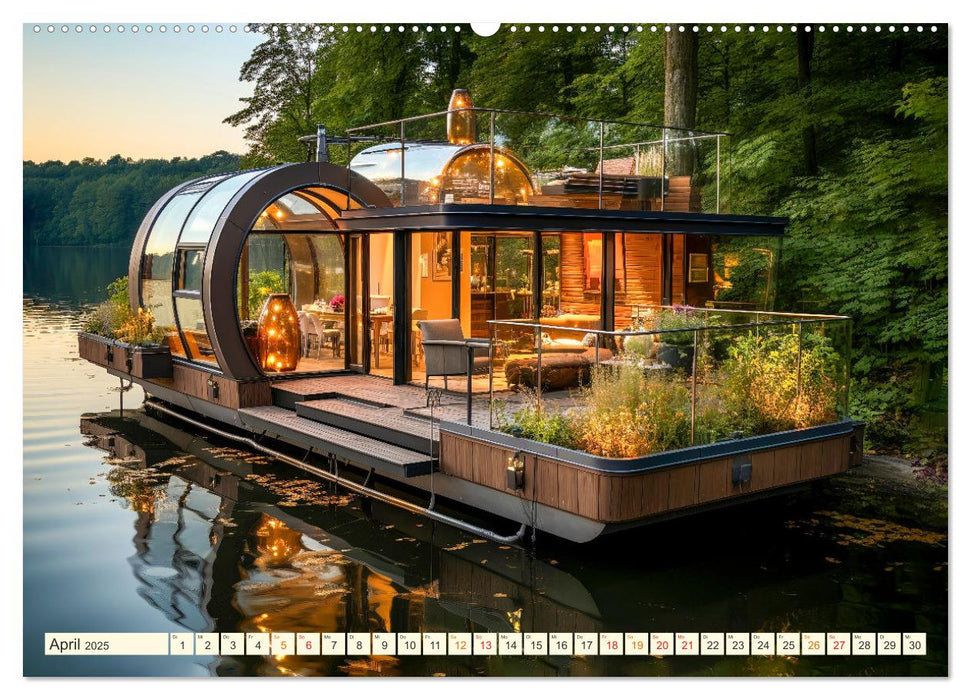 Hausboote Wohn Fantasien (CALVENDO Premium Wandkalender 2025)