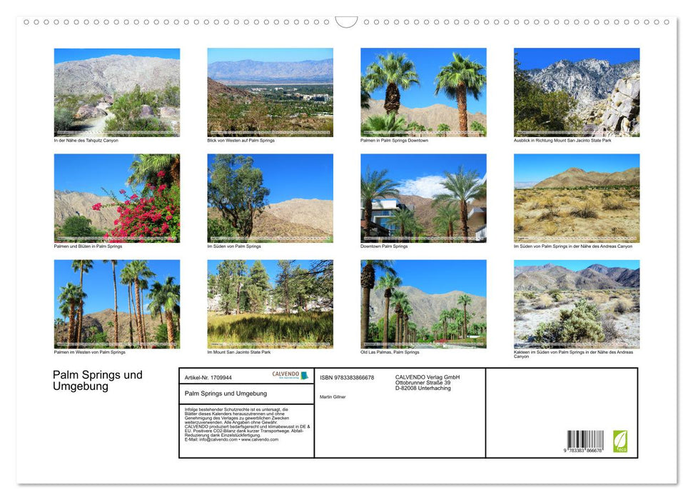 Palm Springs und Umgebung (CALVENDO Wandkalender 2025)