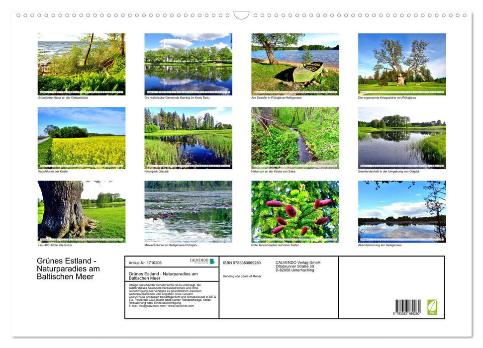 Grünes Estland - Naturparadies am Baltischen Meer (CALVENDO Wandkalender 2025)