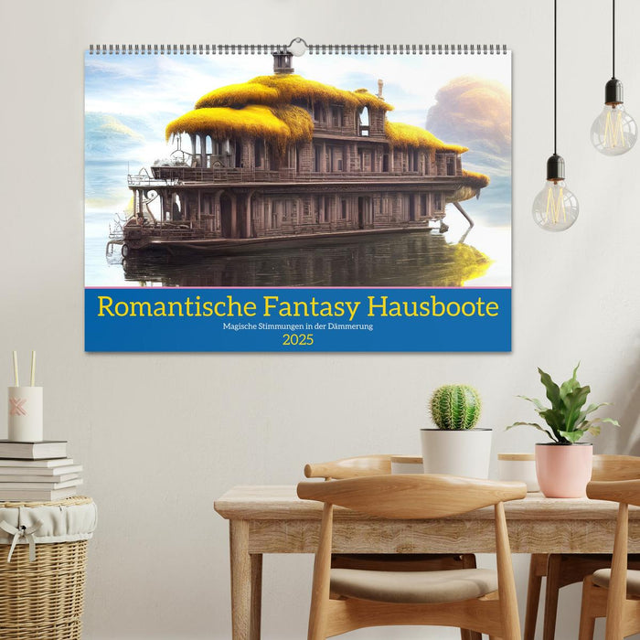 Romantische Fantasy Hausboote Magische Stimmungen in der Dämmerung (CALVENDO Wandkalender 2025)